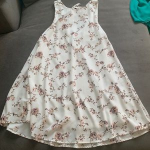White dress with pink floral - shear like fabric